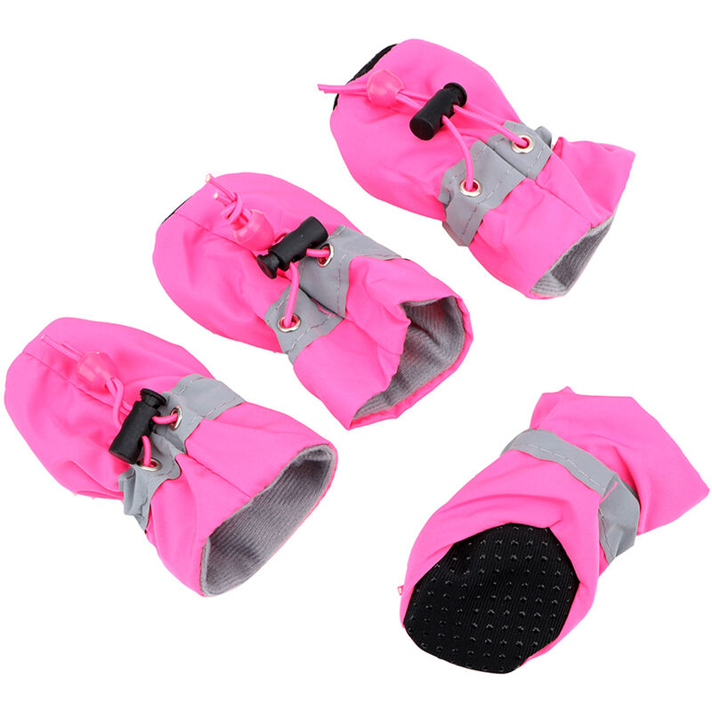 

Zapatos antideslizantes para cachorros, 4 piezas de zapatos para perros de suela blanda, con cordon ajustable,Rosa, 60 mm