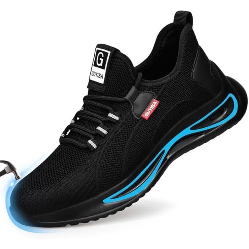 Zapatos con punta de acero para hombres, zapatos de seguridad ligeros y cómodos con punta de acero, zapatos de trabajo de construcción anchos e