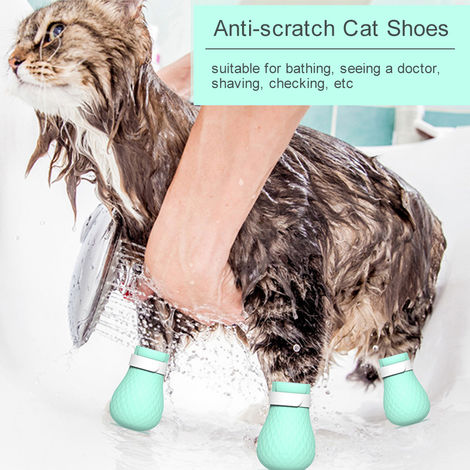 Zapatos de gato antiaranazos de silicona, zapatos medicos para mascotas, 4 piezas