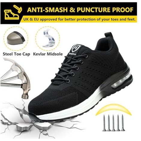 Zapatos de seguridad ligeros para hombre y mujer, cómodos, antideslizantes y transpirables, talla 43.