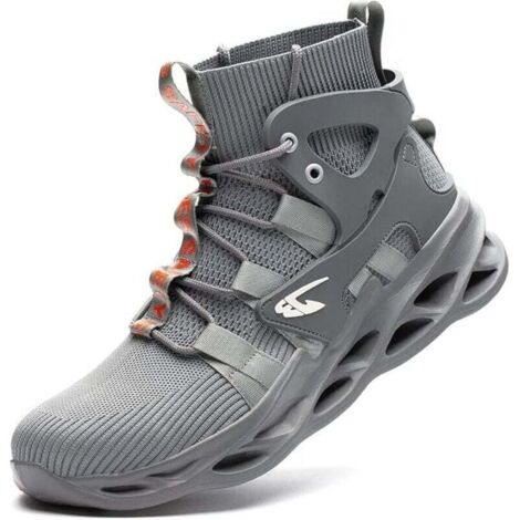 Zapatos de seguridad para hombre y mujer, ligeros, de caña alta, S3, transpirables, con puntera de acero, color gris, talla 45 EU, 27,5 cm, AAFGVC