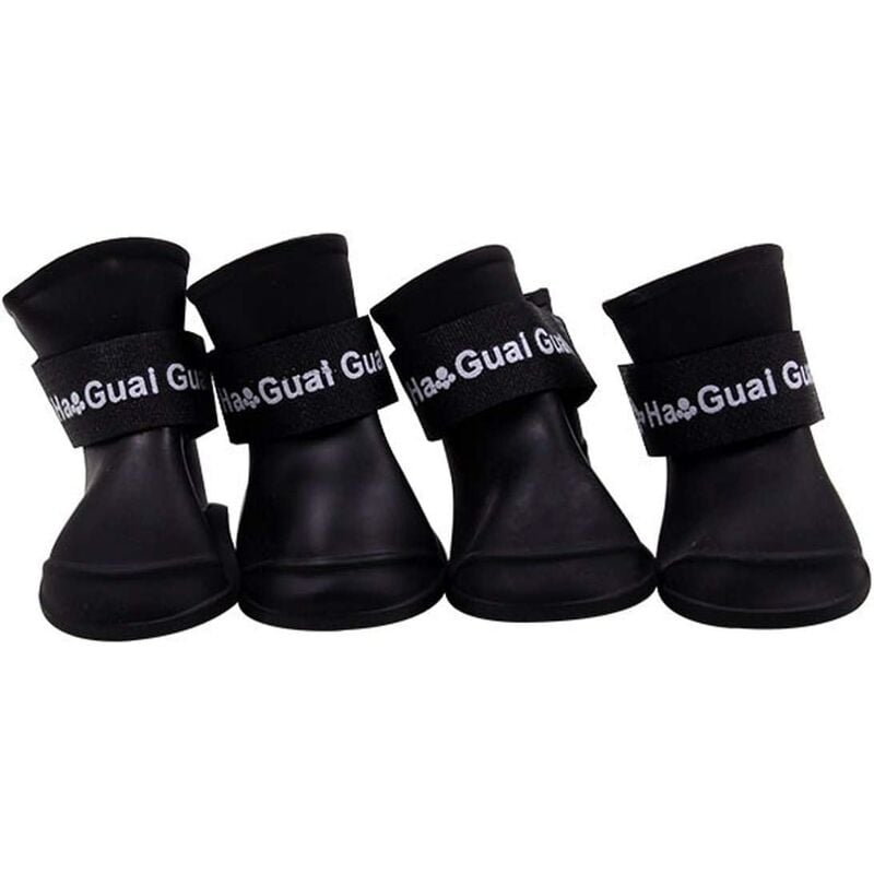 

Zapatos para perros Botas de silicona Zapatos de lluvia protectores antideslizantes impermeables para perros pequeños (Negro)