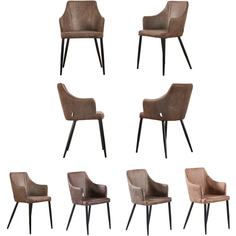 Pn Home - Lot de 4 chaises de salle à manger Zarah - Chaise de salle à manger rembourrée en similicuir avec pieds en métal pour salle à manger