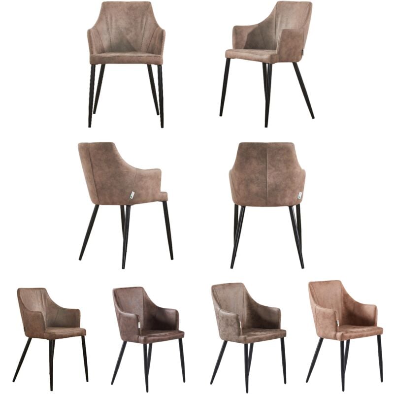 Pn Home - Lot de 4 chaises de salle à manger Zarah - Chaise de salle à manger rembourrée en similicuir avec pieds en métal pour salle à manger