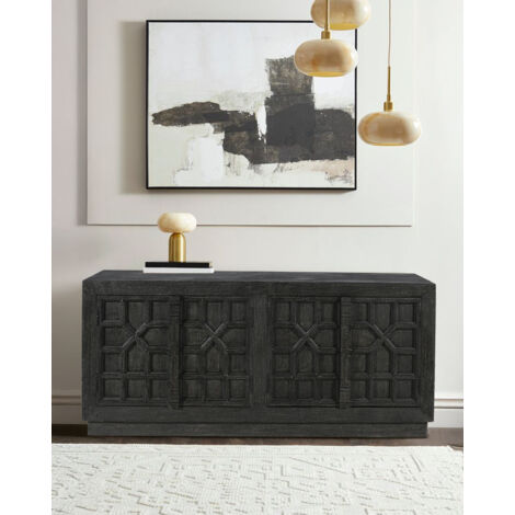 Zaraya - Buffet bas sculpté en bois massif de manguier 185 cm