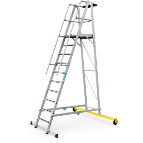 Zarges fahrbare Podestleiter ZAP Safemaster Plus S klappbar 10 Stufen