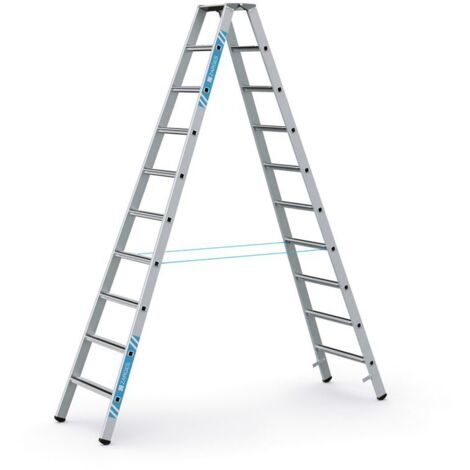 Zarges gebördelte Stehleiter, eloxiert Saferstep B 2x10 Stufen
