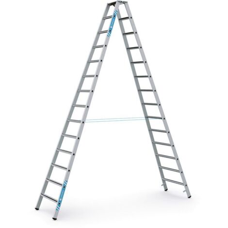 Zarges gebördelte Stehleiter, eloxiert Saferstep B 2x14 Stufen