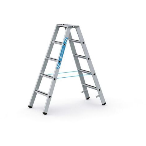 Zarges gebördelte Stehleiter, eloxiert Saferstep B 2x5 Stufen