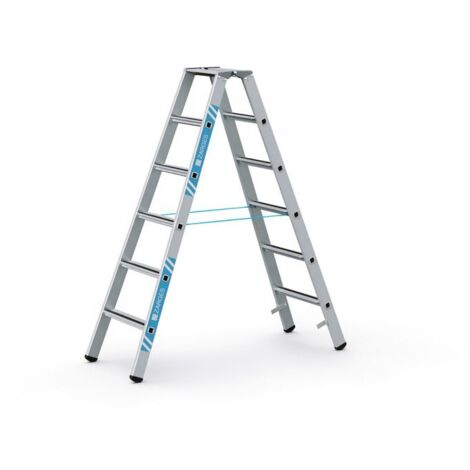 Zarges gebördelte Stehleiter, eloxiert Saferstep B 2x6 Stufen