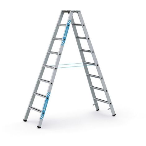 Zarges gebördelte Stehleiter, eloxiert Saferstep B 2x8 Stufen