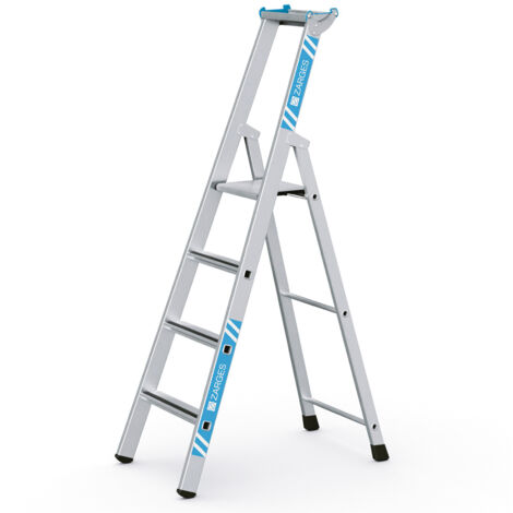 Zarges gebördelte Stehleiter Saferstep S eloxiert 4 Stufen