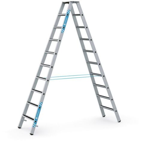 Zarges gebördelte Stufen-Stehleiter R13step-B eloxiert 2x10 Stufen