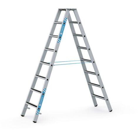 Zarges gebördelte Stufen-Stehleiter R13step-B eloxiert 2x8 Stufen