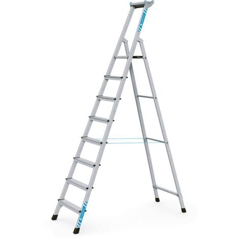 Zarges genietete Stehleiter, eloxiert XLstep S 8 Stufen
