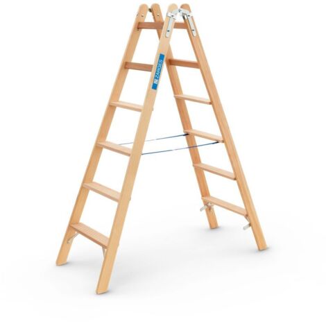 Zarges Holz Stehleiter Crestastep B, beidseitig begehbar 2x6 Stufen