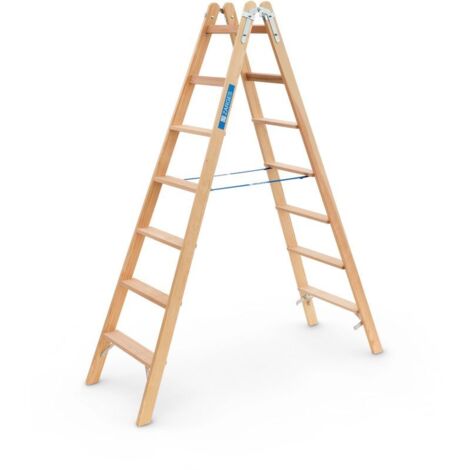 Zarges Holz Stehleiter Crestastep B, beidseitig begehbar 2x7 Stufen
