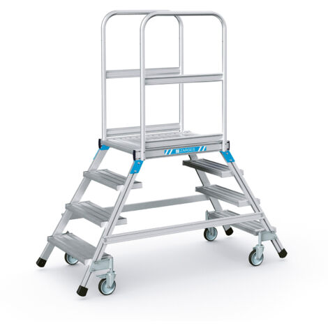 Zarges Podestleiter fahrbar mit 2x4 Leichtmetall-Stufen