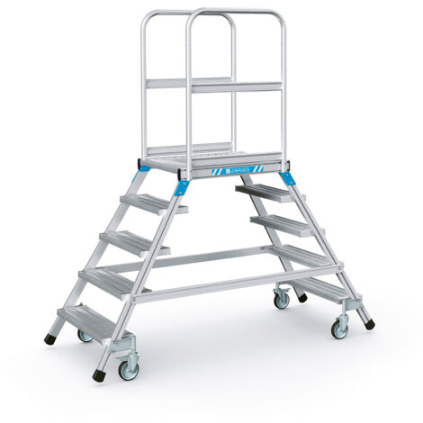 Zarges Podestleiter fahrbar mit 2x5 Leichtmetall-Stufen