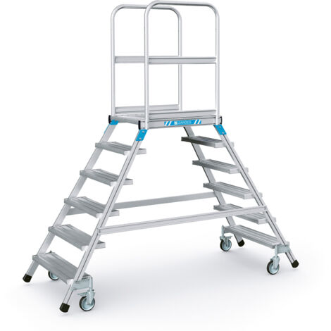Zarges Podestleiter fahrbar mit 2x6 Leichtmetall-Stufen