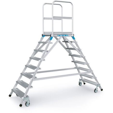 Zarges Podestleiter fahrbar mit 2x8 Leichtmetall-Stufen