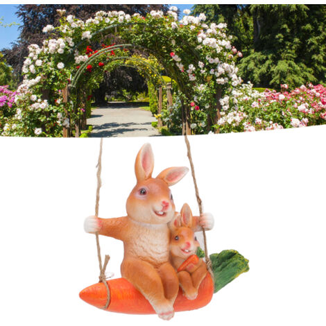 Zarte Schaukel-Hase-Karotte aus Kunstharz, 18 x 20 x 8 cm, moderne Garten- und Wohndekoration, Geschenk