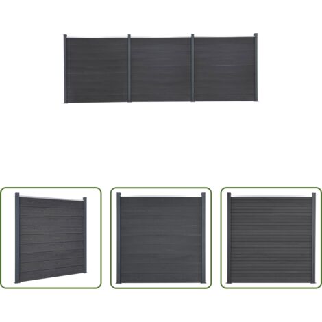 Zaunbrett -  Zaunelement-Set Grau 526x186 cm WPC