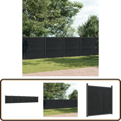 Zaunelement Grau 1045x186 cm WPC - Zaun - Holz-Kunststoff-Komposit - Gartenzaun - Sichtschutzzaun - WPC Zaun
