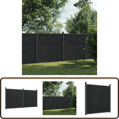 Zaunelement Grau 353x186 cm WPC - Zaun - Gartenzaun - Sichtschutzzaun - Holz-Kunststoff-Verbundwerkstoff - WPC