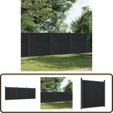 Zaunelement Grau 526x186 cm WPC - Zaun - Holz-Kunststoff-Komposit - Gartenzaun - Sichtschutzzaun - Wetterfest
