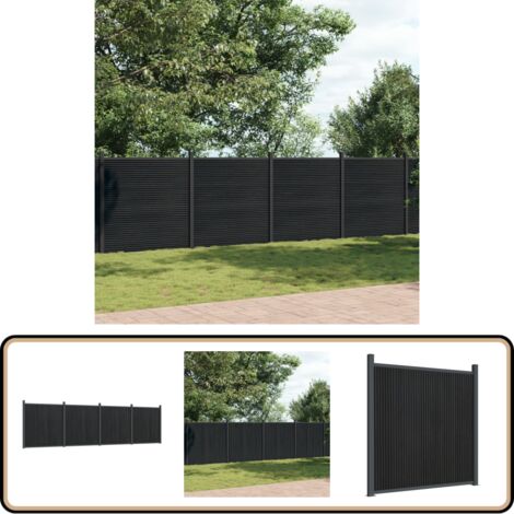 Zaunelement Grau 699x186 cm WPC - Zaun - Gartenzaun - Sichtschutzzaun - Holz-Kunststoff-Verbundwerkstoff - WPC