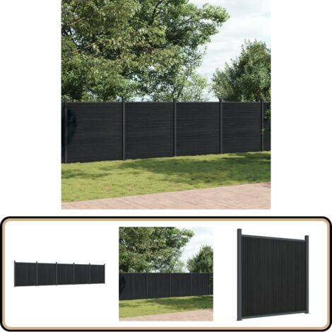 Zaunelement Grau 872x186 cm WPC - Zaun - Holz-Kunststoff-Komposit - Gartenzaun - Sichtschutzzaun - WPC Zaun