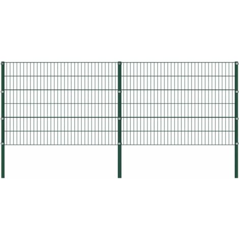 Zaunelement mit Pfosten Eisen 349 x 120 cm Grün vidaXL
