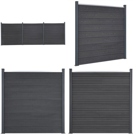 Zaunelement-Set Grau 526x186 cm WPC - Zaunbrett - WPC