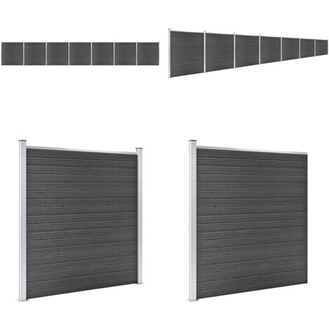 Zaunelement Set WPC 1218x186 cm Schwarz - Zaunelement - Gartenzaun - WPC Zaun - Holzzaunt - Privacy Screen - Home & Living