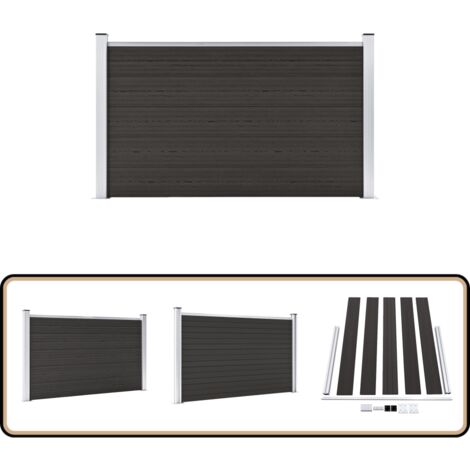 Zaunelement WPC 180x105 cm Schwarz - Gartenzaun - WPC Zaun - Holzzaunt - Privacy Screen - Zaunsystem