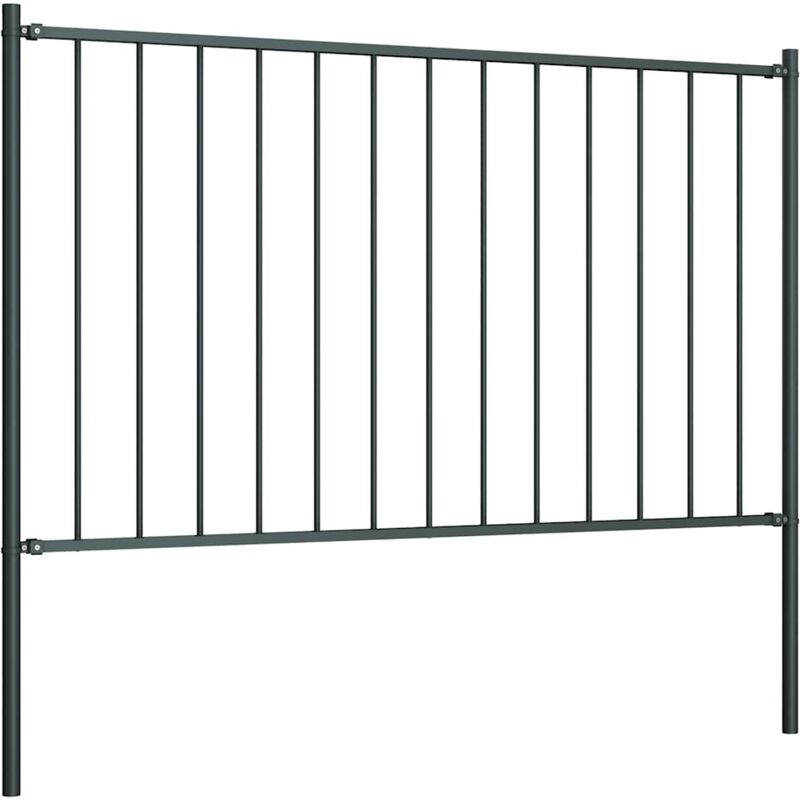 Vidaxl Zaunpaneel Mit Pfosten Aus Pulverbeschichtetem Stahl 1, 7x1, 25m Anthrazit