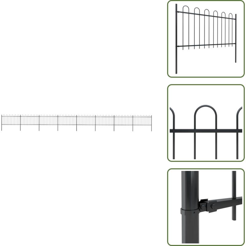 Vidaxl Gartenzaun Mit Bügel-design Stahl 13, 6 X 1 M Schwarz - Gartenzaun - Stahlezaunt - Metallzaun - Zaun Schwarz - Sicherheitszaun