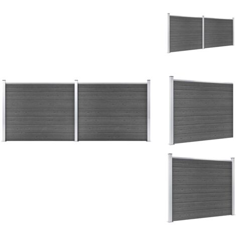 Zaunfelder - Living Zaunelement Set WPC 353x146 cm Schwarz