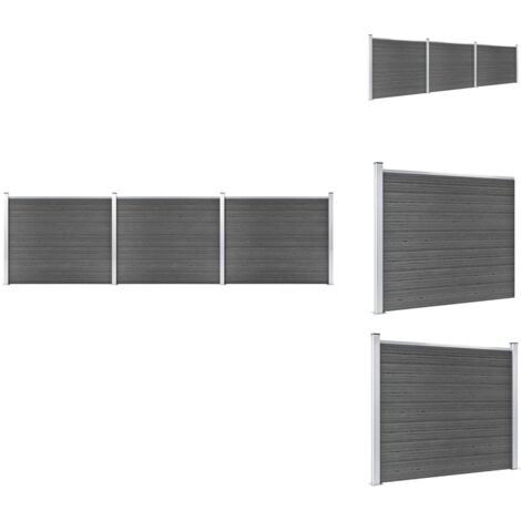 Zaunfelder - Living Zaunelement Set WPC 526x146 cm Schwarz