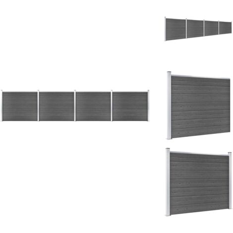 Zaunfelder - Living Zaunelement Set WPC 699x146 cm Schwarz