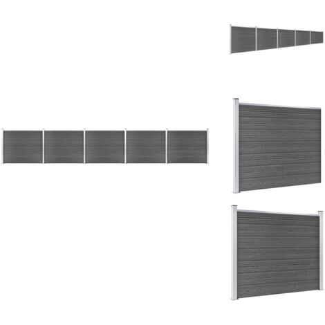 Zaunfelder - Living Zaunelement Set WPC 872x146 cm Schwarz