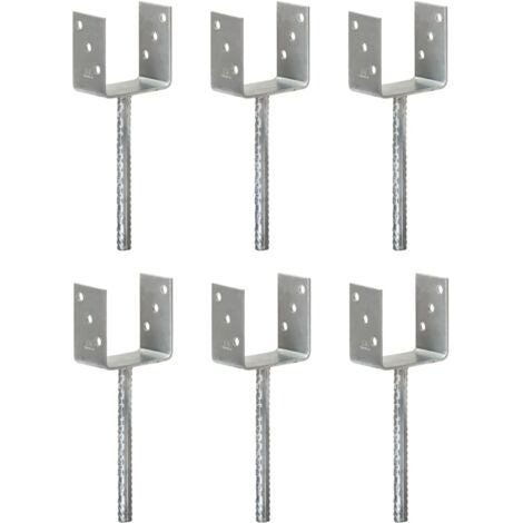 Zaunpfähle 6 Stück Silber 10x6x30 cm Galvanisiertes Stahl