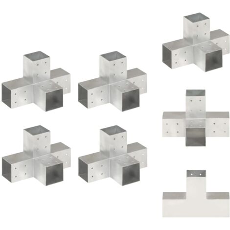 Zaunpfosten & -querlatten - Living Pfostenverbinder 4 Stk. X-Form Verzinktes Metall 81 x 81 mm