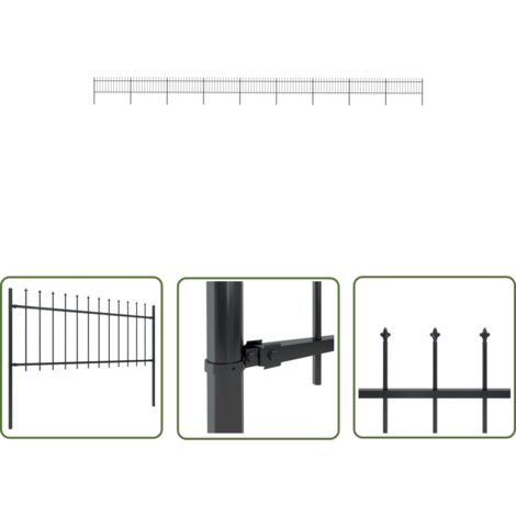 Zaunpfosten - vidaXL Gartenzaun  Stahl  Stabil  Rechteckig  Modern - Speerspitze