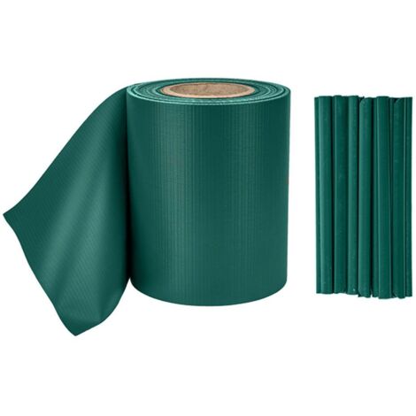 Zaunschutzfolie 19cm x 35m mit 20 Befestigungsclips grün