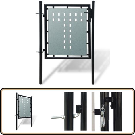 Zauntor (Einzeltor) Schwarz 100x125 cm - Zauntor - Gartentor - Zaun - Metalltor - Stahltür