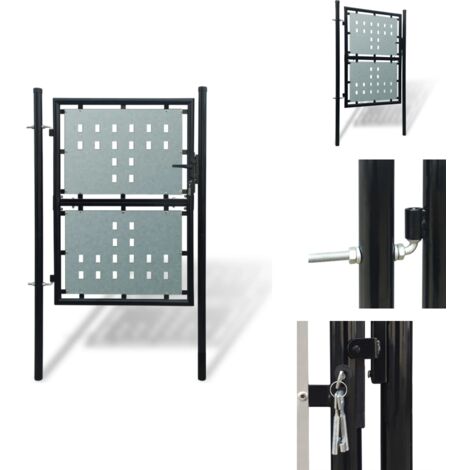 Zauntor (Einzeltor) Schwarz 100x200 cm - Zauntor - Einfahrtstor - Gartentor - Zaun - Stahltür