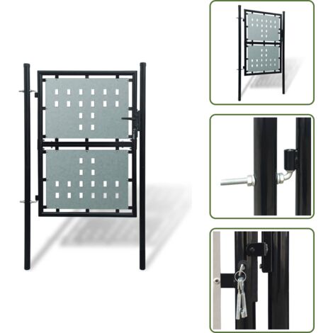 Zauntor (Einzeltor) Schwarz 100x250 cm - Zauntor - Einfahrtstor - Gartentor - Zaun - Metalltor