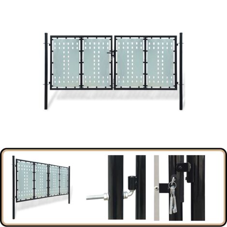 Zauntor (Einzeltor) Schwarz 300x175 cm - Zauntor - Einfahrtstor - Gartentor - Zaun - Metalltor